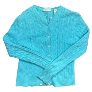 Lord & Taylor Women's Turquoise Cable Knit Cardigan